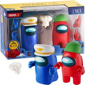 Among Us Action Figures 2 Pack Window Box (S2)+ 5 Hands, Hats & Accessories